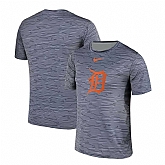 Detroit Tigers Gray Black Striped Logo Performance T-Shirt